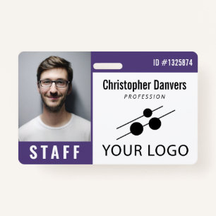 Badge Photo d'identité de l'employé blanc violet et gran