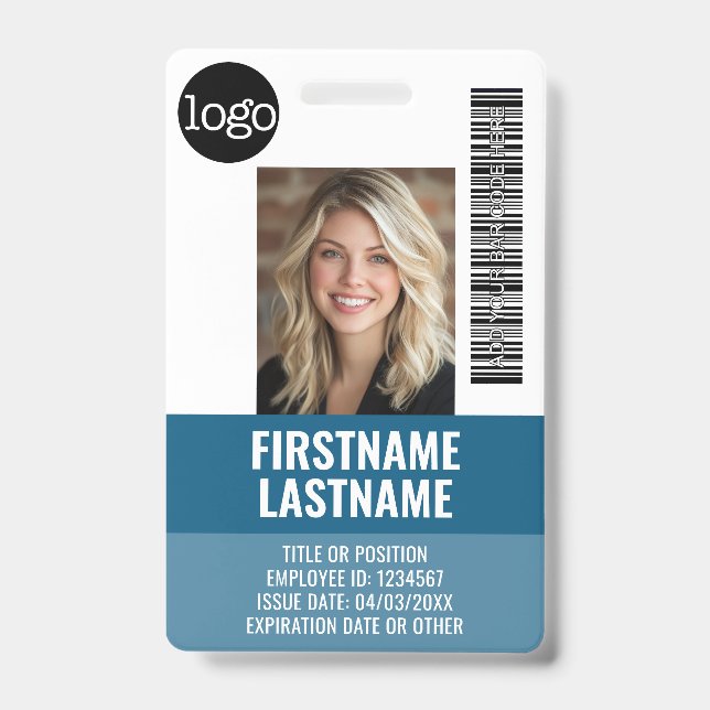 Badge Photo d'identité de l'employé essentiel, code-barr (Avant)