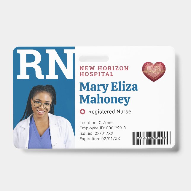 Badge photo d'identité de l'employé médical RN ave (Avant)