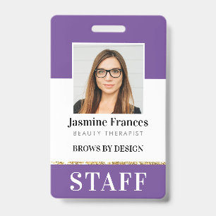 Badge PHOTO D'IDENTITÉ DE PERSONNEL MODERNE design chic 