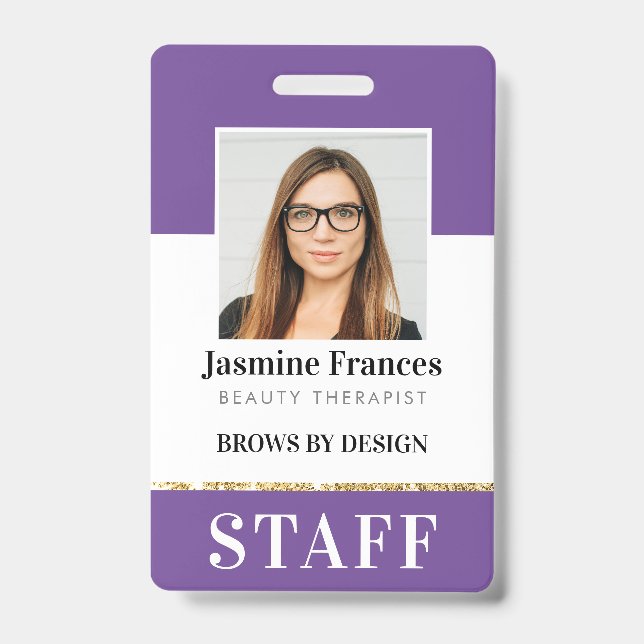 Badge PHOTO D'IDENTITÉ DE PERSONNEL MODERNE design chic  (Avant)