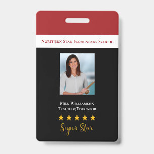 Badge Photo d'identité d'enseignant Super Star pour l'éc