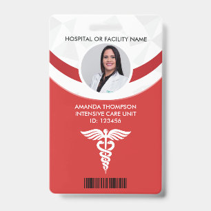 Badge Photo d'identité d'infirmière géométrique rouge