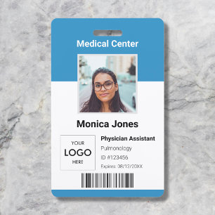 Badge photo d'identité employé bleu