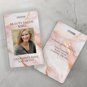 Badge photo d'identité employé en or rose blush ef