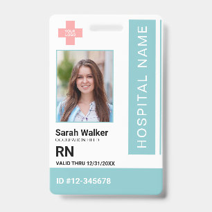Badge Photo d'identité médicale employé Hôpital turquois