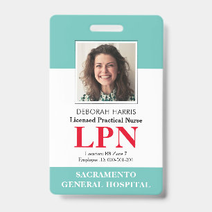Badge Photo d'identité moderne d'infirmière diplômée d'É