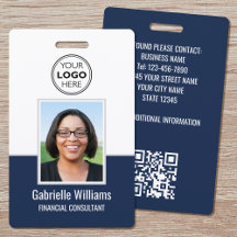Photo d'identité moderne Sécurité QR employé Bleu