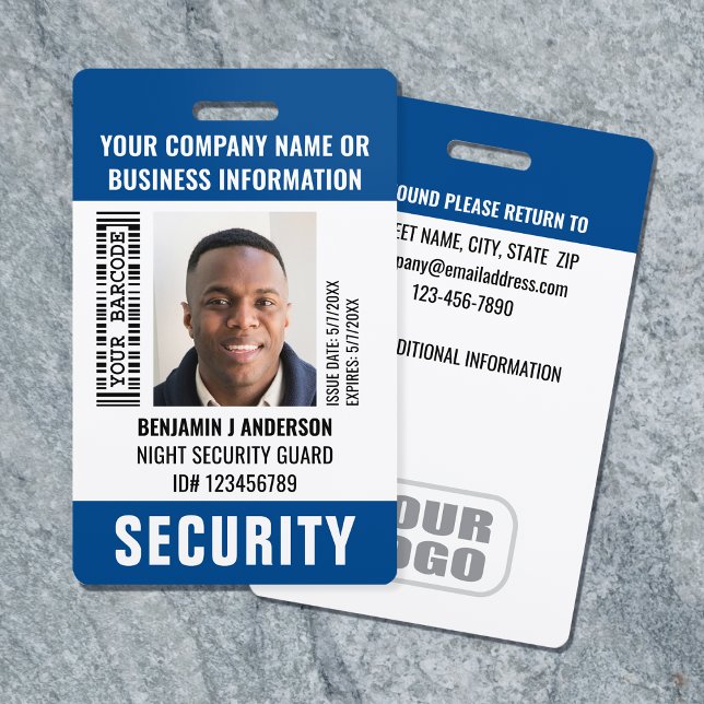 Badge Photo d'identité personnalisée avec nom et code-ba (Créateur téléchargé)