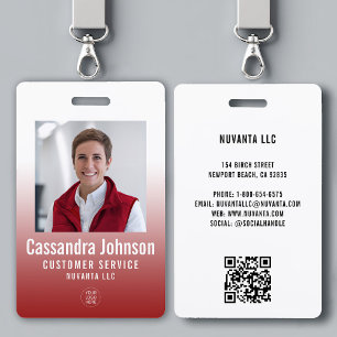 Badge Photo d'identité professionnelle avec dégradé roug