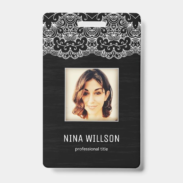 Badge Photo d'identité professionnelle avec dentelle bla (Avant)