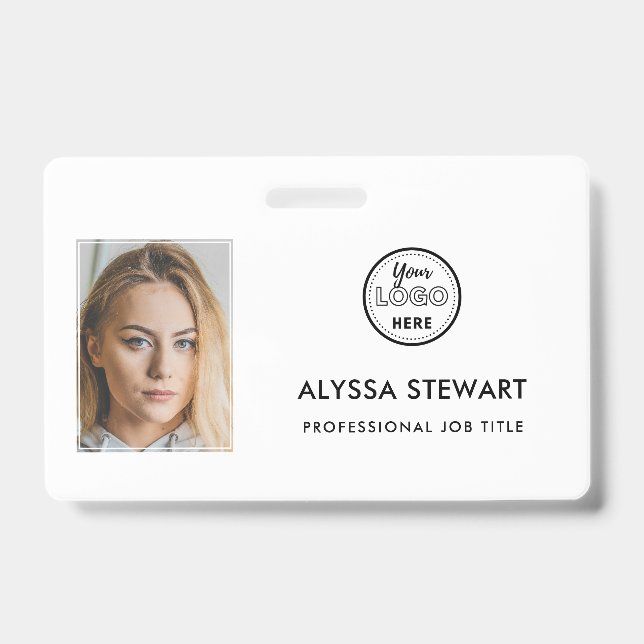 Badge Photo d'identité professionnelle de l'employé blan (Avant)