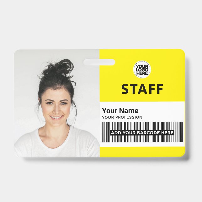 Badge Photo d'identité professionnelle de l'employé jaun (Avant)