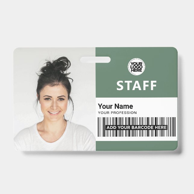 Badge Photo d'identité professionnelle des employés Vert (Avant)