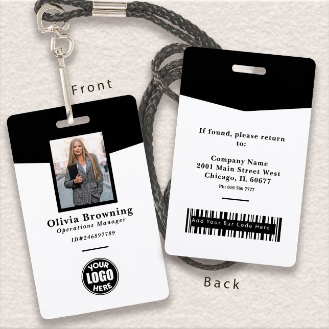 Badge Photo d'identité professionnelle en noir et blanc  (Créateur téléchargé)