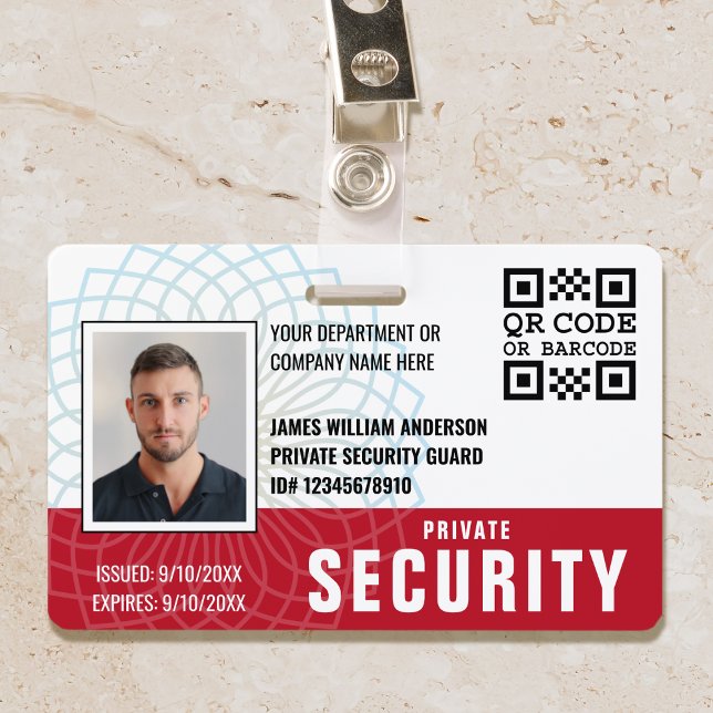 Badge Photo d'identité rouge pour garde de sécurité priv (Créateur téléchargé)