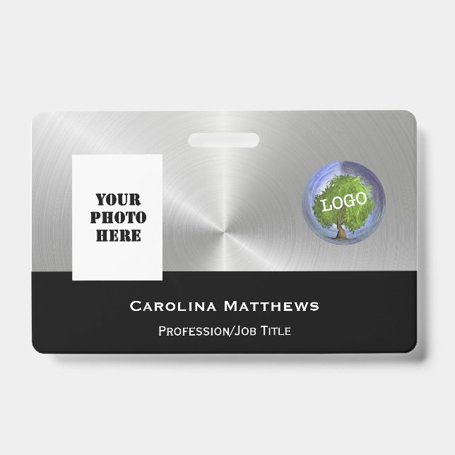 Badge Photo du logo de l'entreprise Silver Black (Avant)