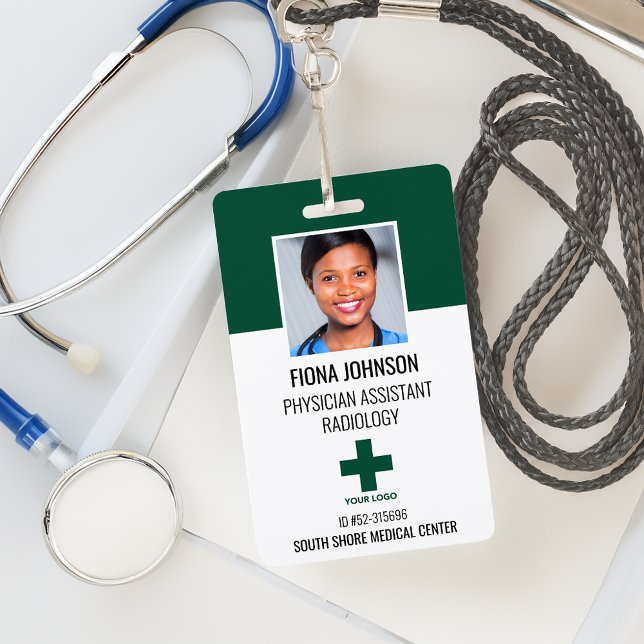 Badge Photo du logo personnalisé de l'employé Médicale (Personalized Medical Employee Logo Photo ID Badge)