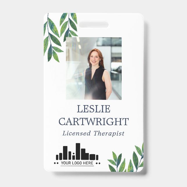 Badge Photo et logo Emerald Green Feuilles (Avant)