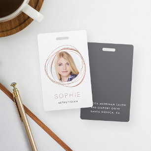 Badge Photo et nom rose Gold