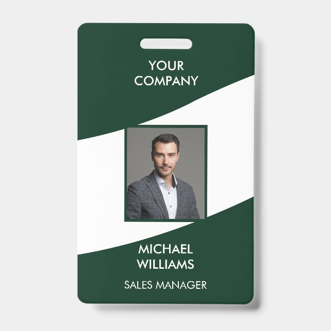 Badge Photo ID Blanc Vert (Avant)