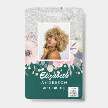 PHOTO-ID Carte employé VIP Fleurs Pailletées Fémin