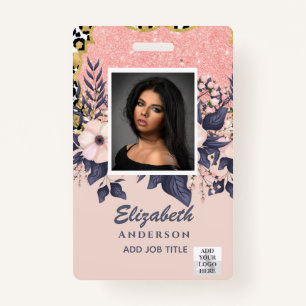 Badge PHOTO ID EMPLOYÉ VIP PASS Fleurs de Parties scinti