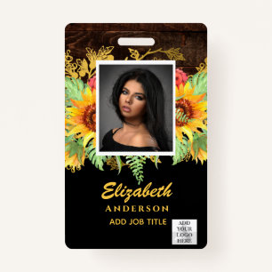 Badge PHOTO ID EMPLOYÉ VIP PASS Tournesols RUSTIQUES