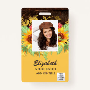 Badge PHOTO ID EMPLOYÉ VIP PASS Tournesols RUSTIQUES