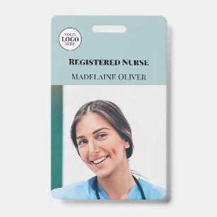 Badge photo ID infirmière sarcelle logo simple