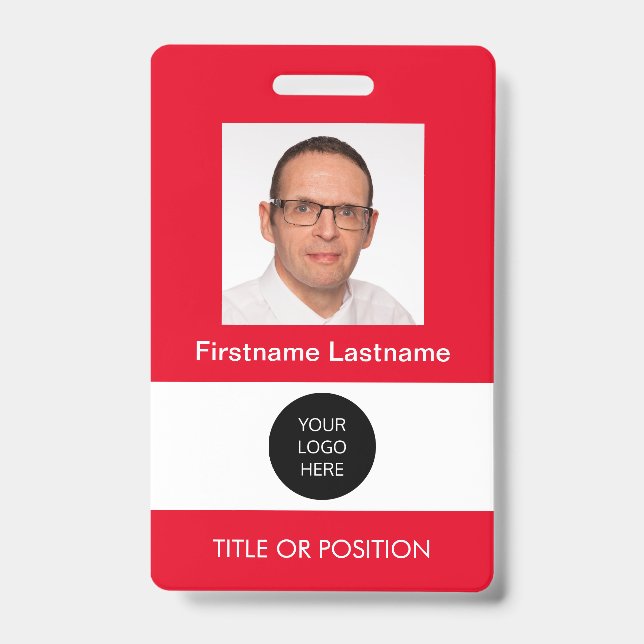Badge Photo ID Nom Rouge (Avant)