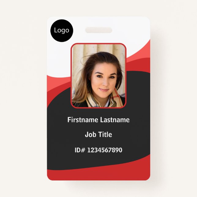 Badge photo, logo, code barre, employé de la société rou (Devant)