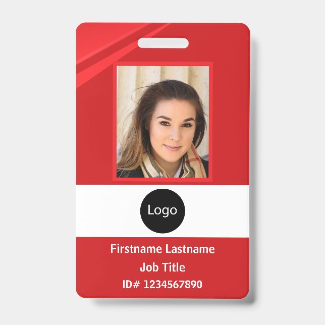 Badge Photo, Logo, Code-barres personnalisé de l'entrepr (Avant)