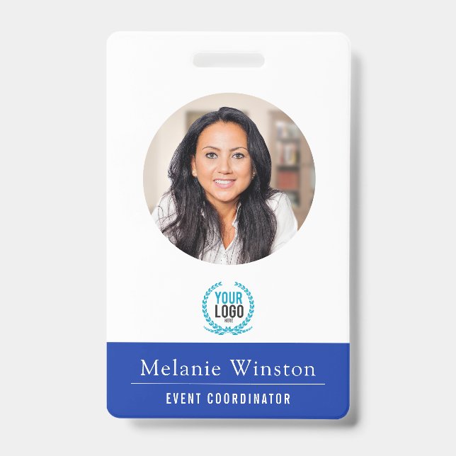 Badge Photo | Logo de bureau professionnel | Bleu (Avant)