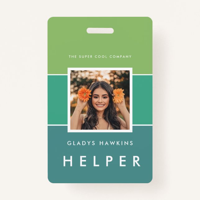 Badge Photo moderne et nom Code du personnel (Devant)