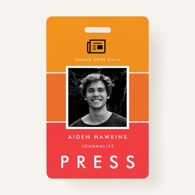 Badge Photo moderne et nom Presse ID (Devant)
