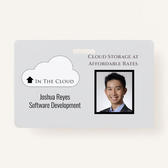 Badge Photo noire et grise réutilisable Horizontale magn (Devant)