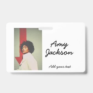 Badge Photo nom complet date simple minimale fille femme