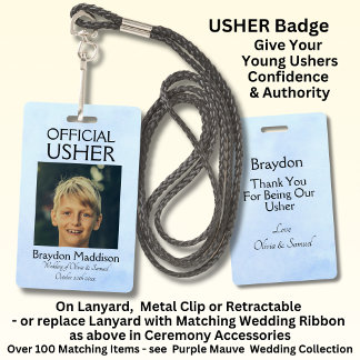 Badge photo officiel USHER bleu pivoine