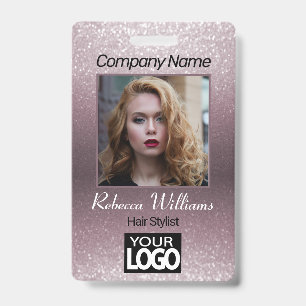 Badge Photo - Or rose avec faux strass