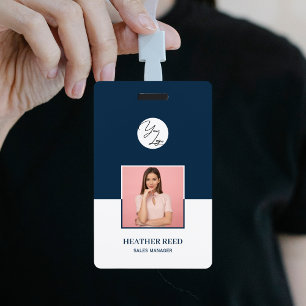 Badge photo personnalisé, code-barres, logo, badge