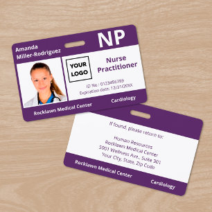 Badge photo personnalisé d'employé d'hôpital viole