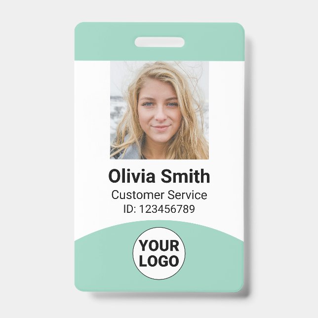 Badge Photo personnalisé Nom Fonction ID Logo Code-barre (Avant)