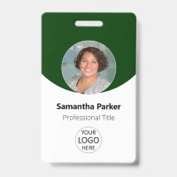 Photo personnalisé vert, logo, code-barres employé