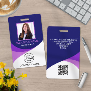 Badge Photo personnalisée Code-barres employé de l'entre