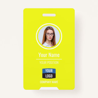 Badge Photo personnalisée de l'employé, Code barre, Logo