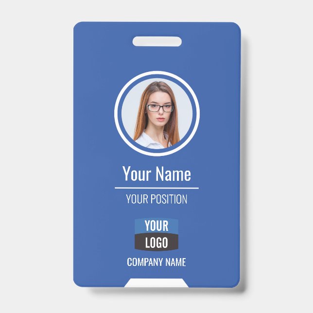 Badge Photo personnalisée de l'employé, Code barre, Logo (Avant)
