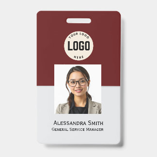 Badge Photo personnalisée de l'employé, Code barre, Logo
