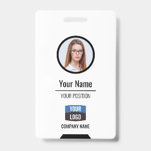 Badge Photo personnalisée de l'employé, Code barre, Logo