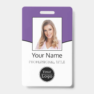 Badge Photo personnalisée de l'employé, Code barre, Logo